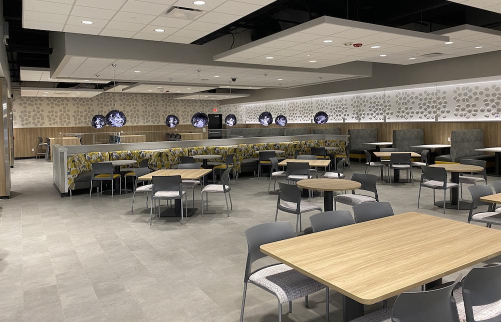 Completed reception of the Caterpillar cafeteria area