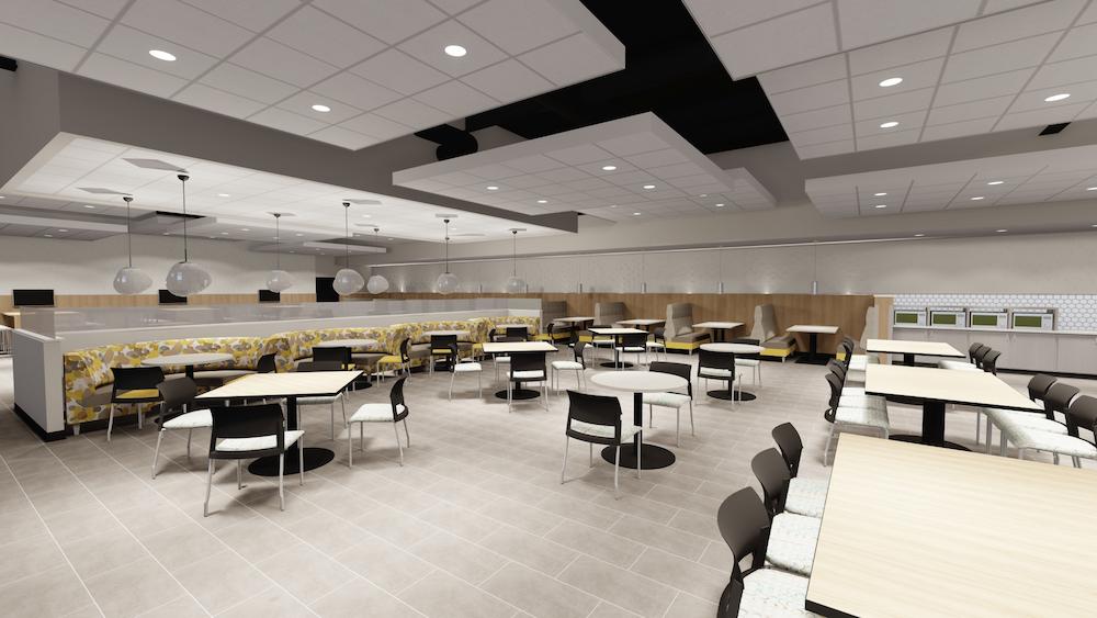Concept sketch of the Caterpillar cafeteria area